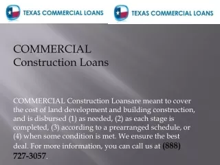 COMMERCIAL Construction Loans