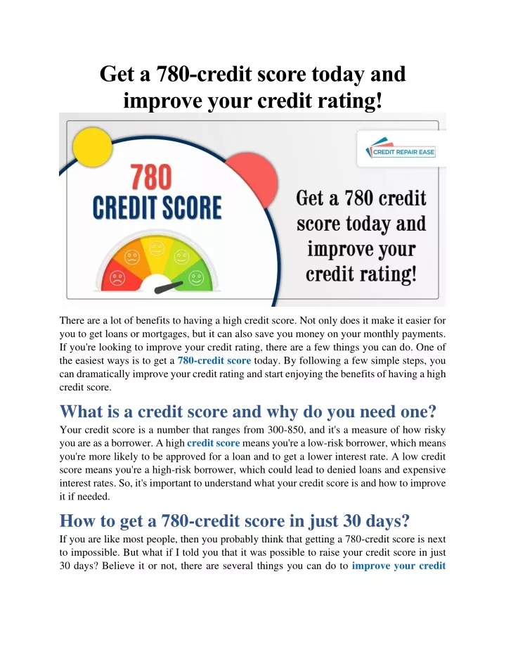 get a 780 credit score today and improve your