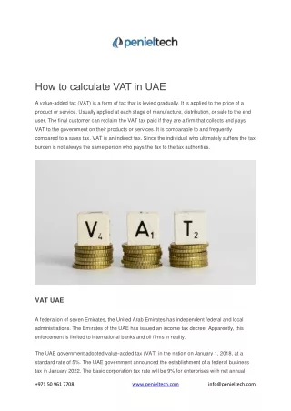 How to calculate VAT in UAE - Penieltech