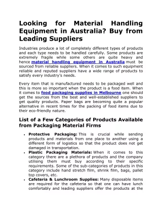 Looking for Material Handling Equipment in Australia Buy from Leading Suppliers