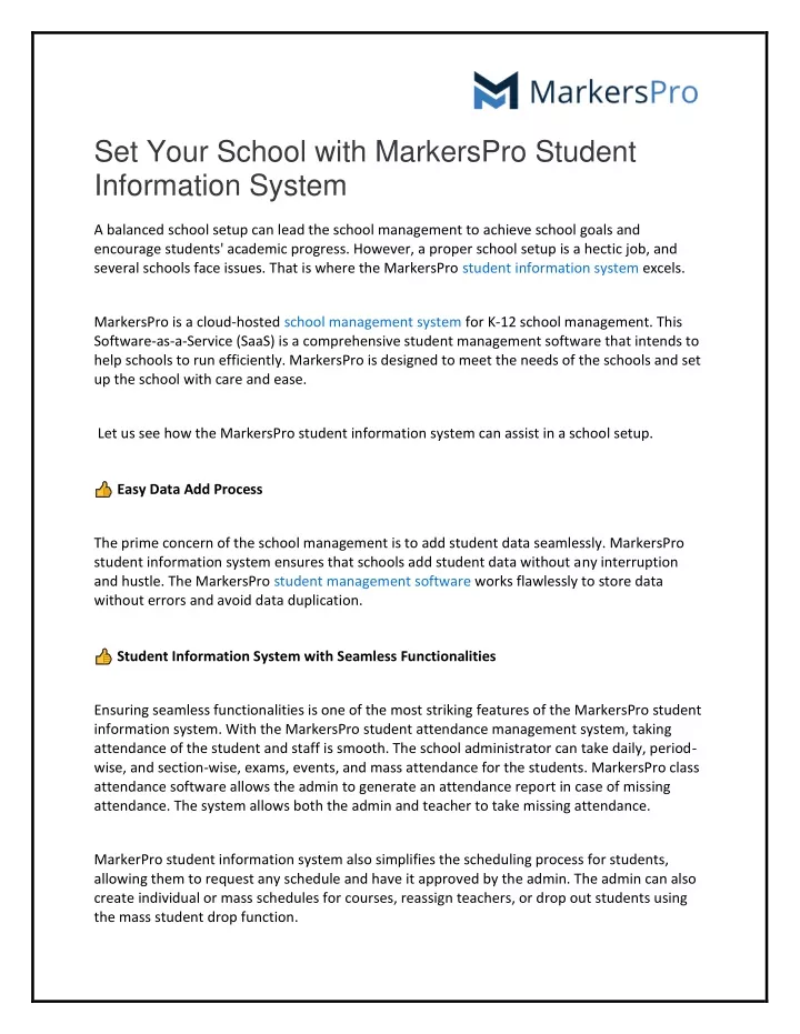 set your school with markerspro student