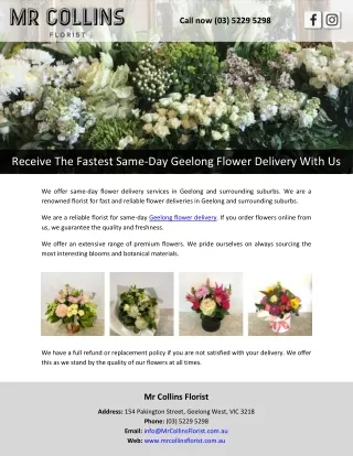 Receive The Fastest Same-Day Geelong Flower Delivery With Us