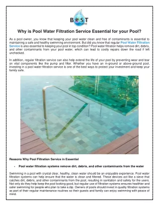 pool water recycling
