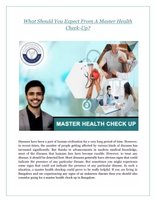 what should you expect from a master health check