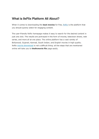 what is 9xflix platform all about