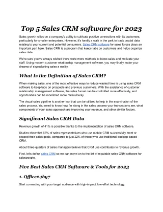 top 5 sales crm software for 2023