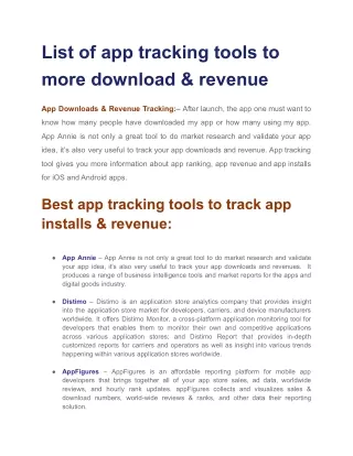 List of app tracking tools to more download & revenue