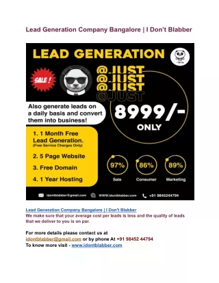 Lead Generation Company Bangalore _ I Don’t Blabber