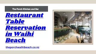 Book an online restaurant table reservation in Waihi Beach