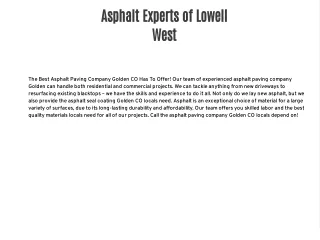Asphalt Experts of Lowell West