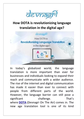 how dota is revolutionizing language translation