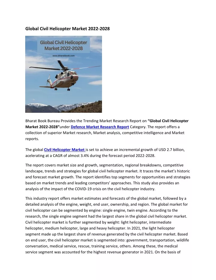 global civil helicopter market 2022 2028
