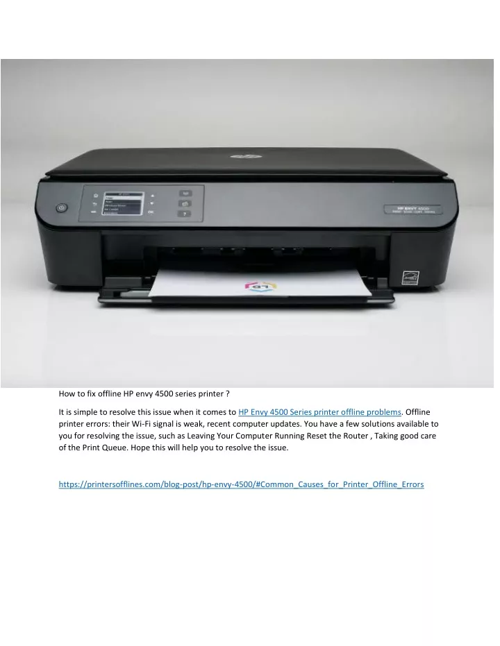 how to fix offline hp envy 4500 series printer