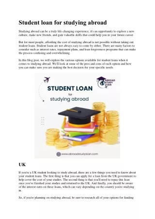 Student loan for studying abroad article