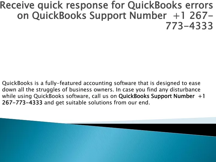 receive quick response for quickbooks errors on quickbooks support number 1 267 773 4333