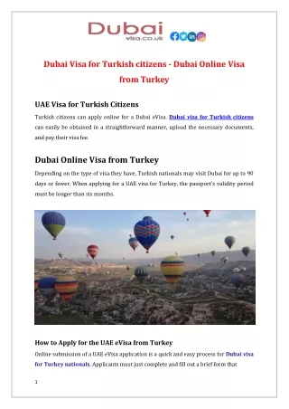 Dubai Visa for Turkish citizens - Dubai Online Visa