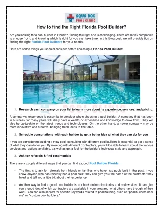 how to find the right florida pool builder