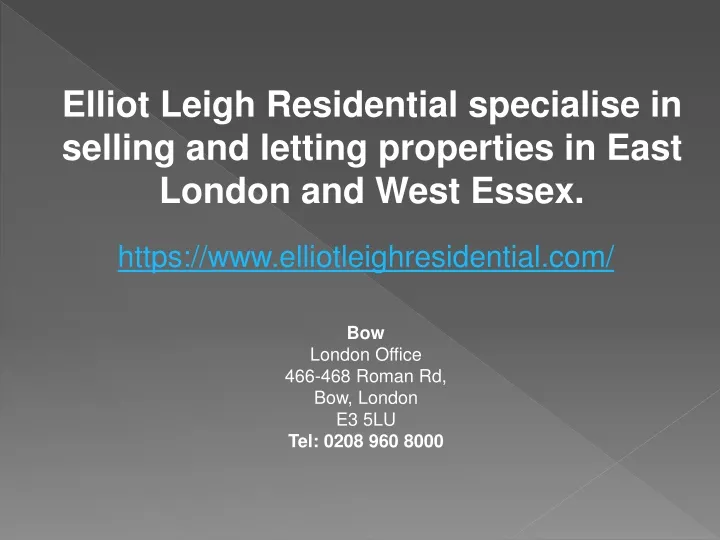 elliot leigh residential specialise in selling