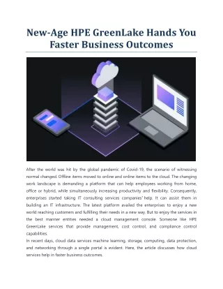 HPE Greenlake Brings You Faster Business Results