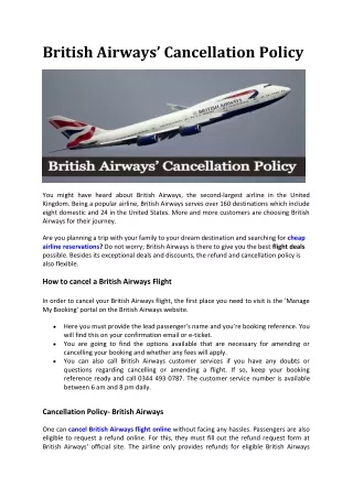 british airways cancellation policy
