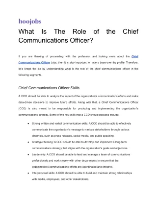 What Is The Role of the Chief Communications Officer?