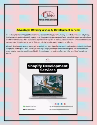 Advantages Of Hiring A Shopify Development Services