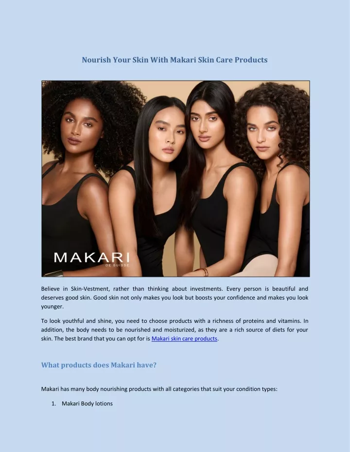 nourish your skin with makari skin care products