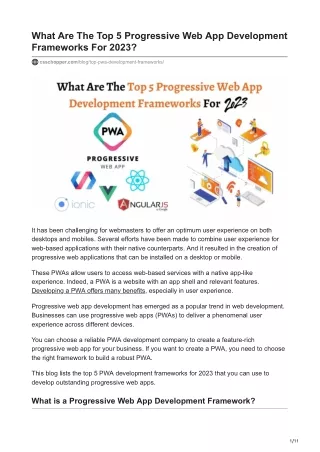 What Are The Top 5 Progressive Web App Development Frameworks For 2023