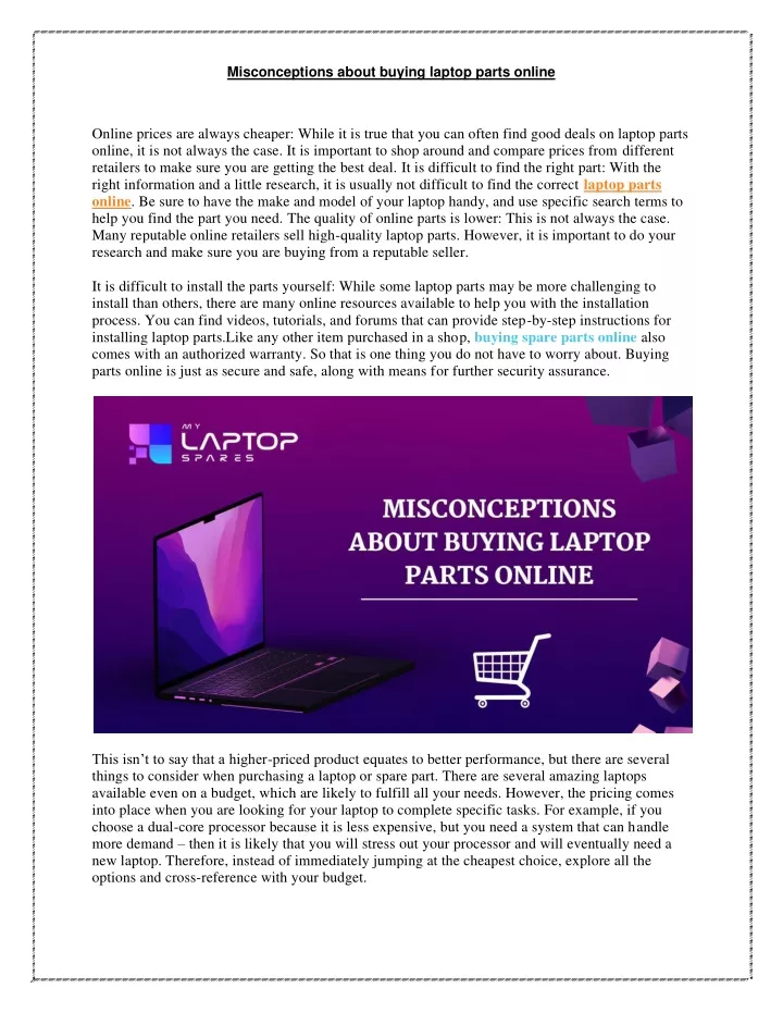 misconceptions about buying laptop parts online