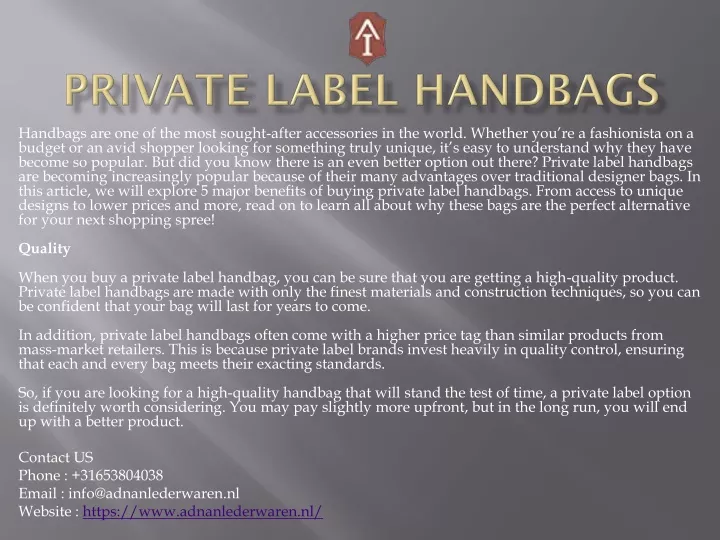 private label handbags