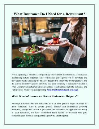 What Insurance Do I Need for a Restaurant?