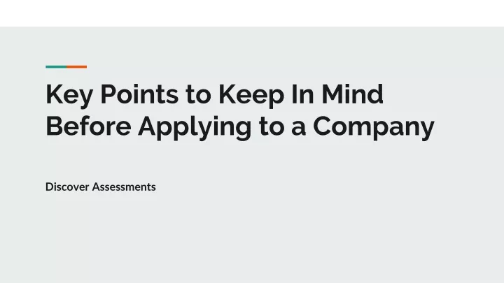 key points to keep in mind before applying to a company