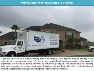 Professional Moving Services in Virginia