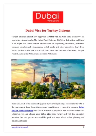 Dubai Visa for Turkey Citizens