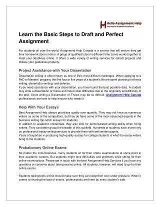 Learn the Basic Steps to Draft and Perfect Assignment