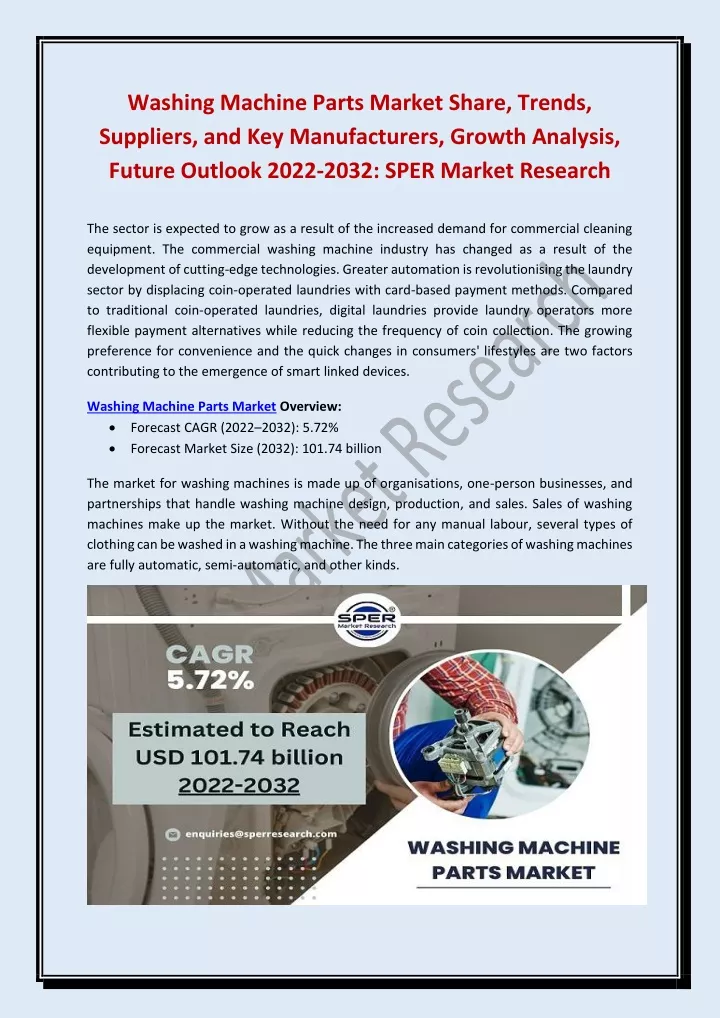 washing machine parts market share trends