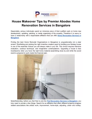 House Makeover Tips by Premier Abodes Home Renovation Services in Bangalore