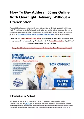 How To Buy Adderall 30mg Online With Overnight Delivery, Without a Prescription