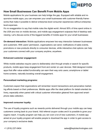how small businesses can benefit from mobile apps