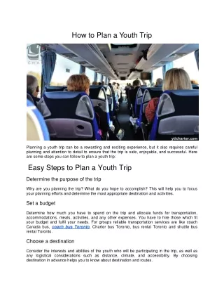How to Plan a Youth Trip
