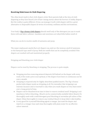 resolving stink issues in cloth diapering