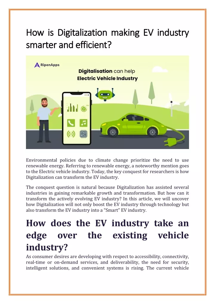 how is digitalization making ev industry