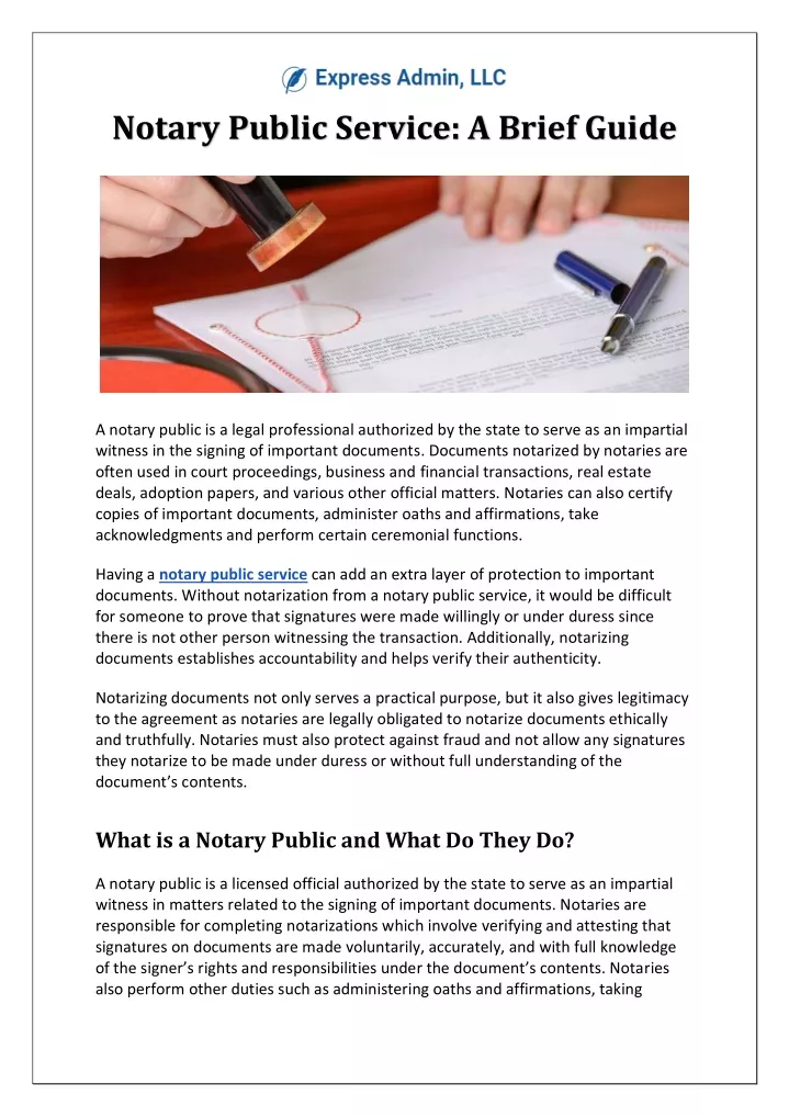 notary public service a brief guide