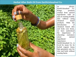 Herbal After Bath Oil from EarthUnleashed Co