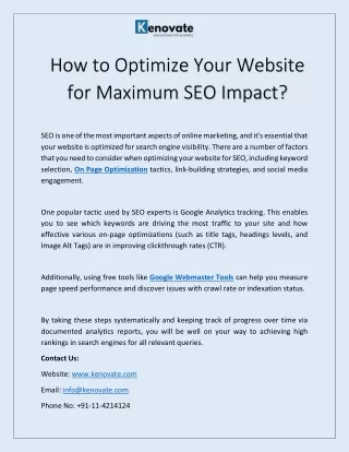 How to Optimize Your Website for Maximum SEO Impact