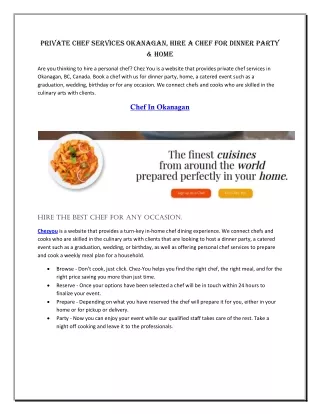 private chef services okanagan hire a chef