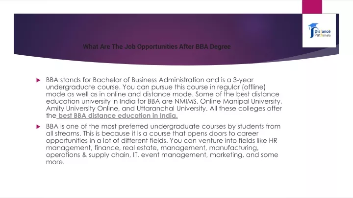 what are the job opportunities after bba degree