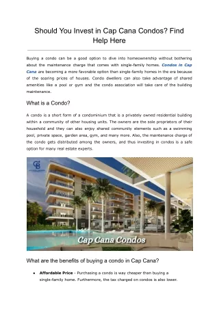 Should You Invest in Cap Cana Condos? Find Help Here