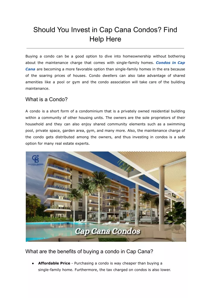 should you invest in cap cana condos find help