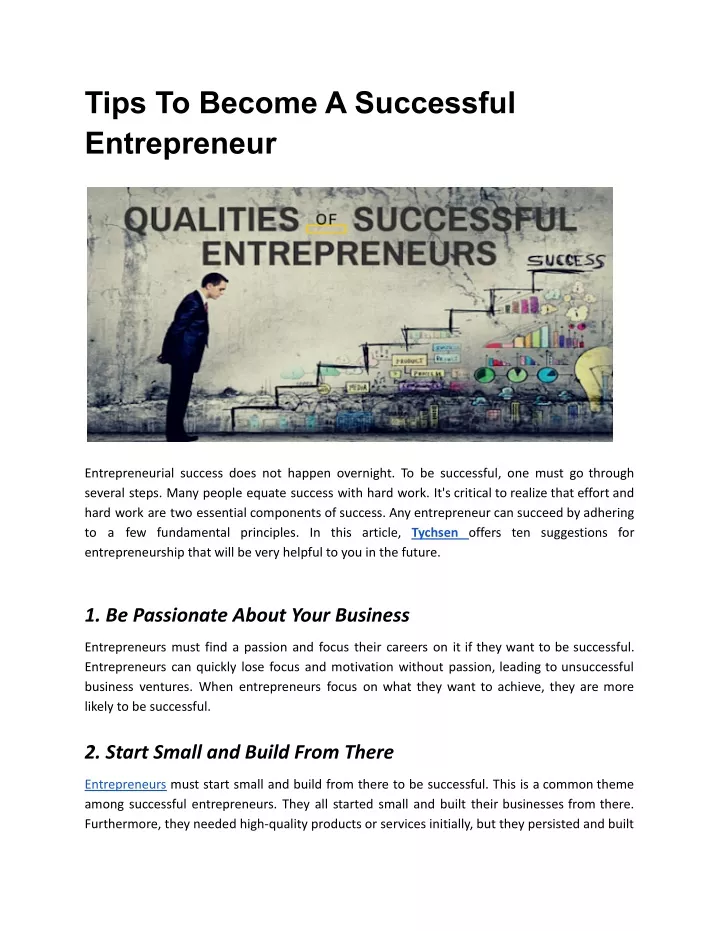 tips to become a successful entrepreneur